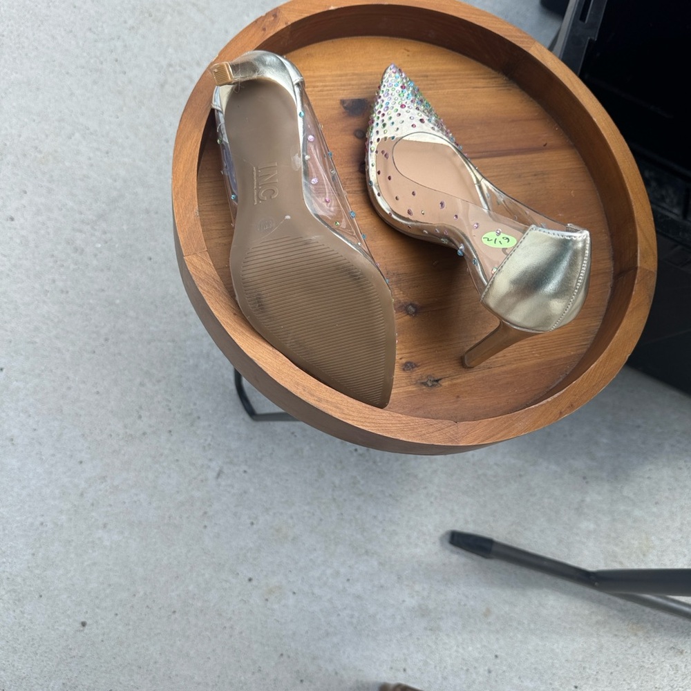 INC International Concepts Silver Heels with Multicolor Accents - Picture 2 of 2